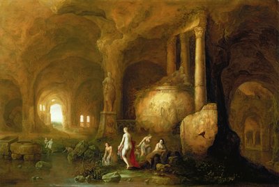 Ninfe che fanno il bagno presso rovine classiche da Abraham van Cuylenborch